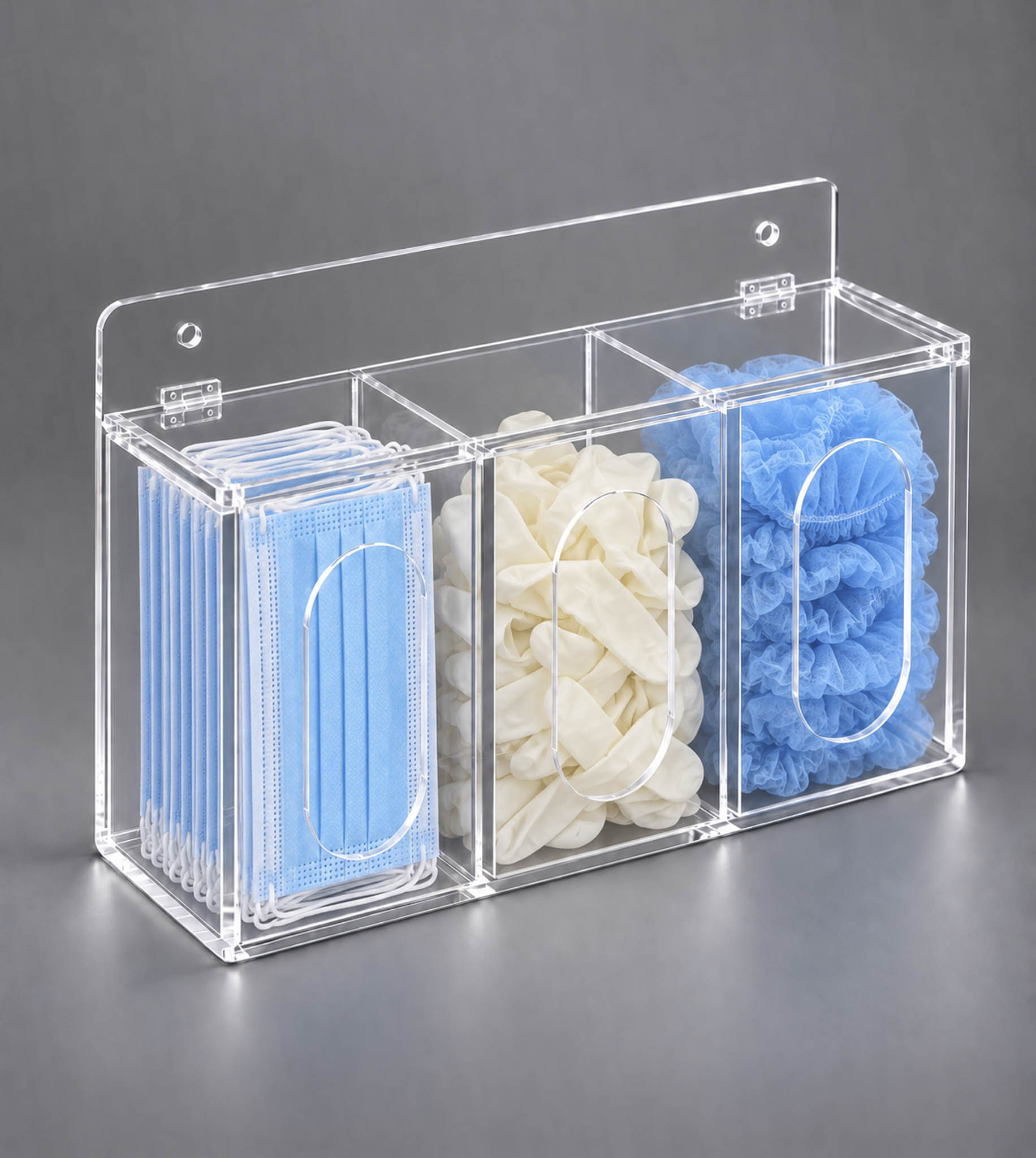 Organizador vertical de acrílico para insumos médicos