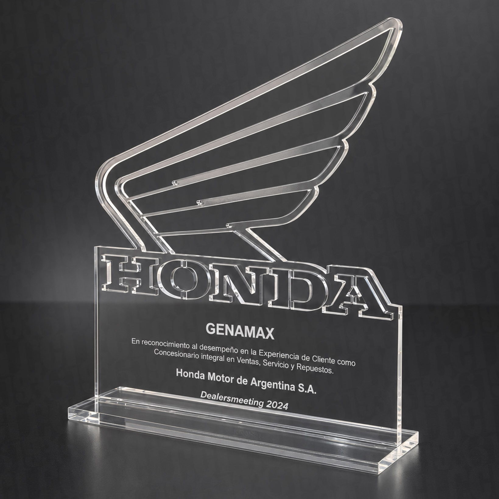 Reconocimiento de acrílico para Honda